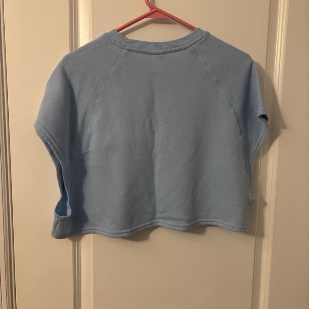 PacSun Sky Blue Cropped Sweatshirt, cutout Sleeves, Sz XL - Picture 2 of 2